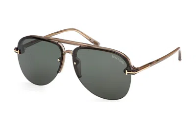Pre-owned Tom Ford Terry Aviator Sunglasses Brown/green (ft1004-45n-62)