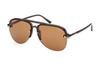 Pre-owned Tom Ford Terry Aviator Sunglasses Mastic/brown (ft1004-51e-62)