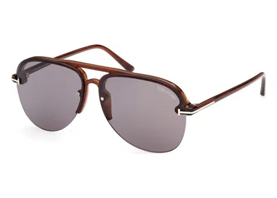 Pre-owned Tom Ford Terry Aviator Sunglasses62) In Brown/smoke (ft1004/45a