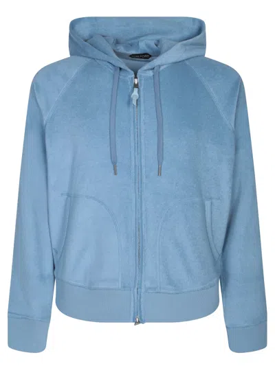 Tom Ford Terry-effect Light Blue Hoodie