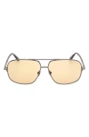 Tom Ford Tex 62mm Navigator Sunglasses In Brown / Gun Metal / Gunmetal