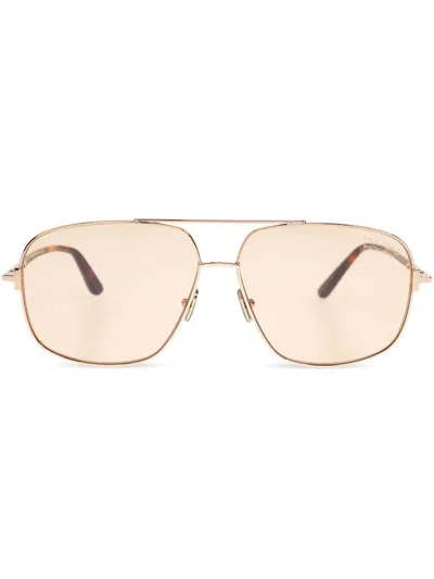 Tom Ford Tex Pilot-frame Sunglasses In Braun