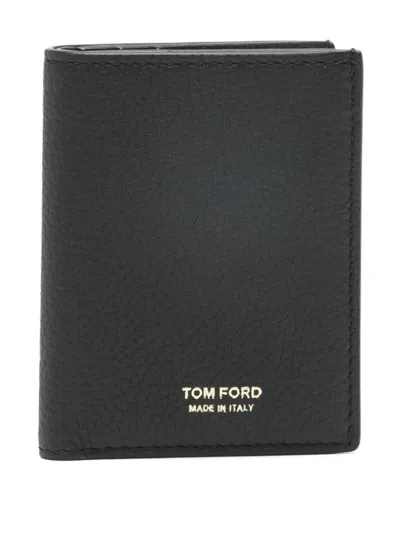 Tom Ford Textured Bi-fold Card Holder In Black