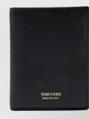Tom Ford Textured Bi-fold Leather Wallet In Black