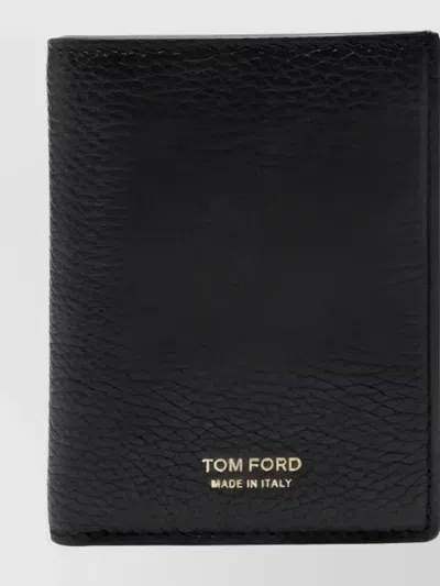 Tom Ford Textured Bi-fold Leather Wallet In Black