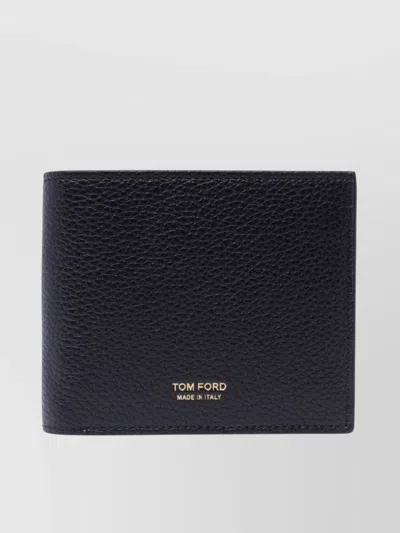 Tom Ford Textured Bi-fold Wallet Textured Finish In Black