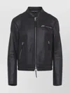 Tom Ford Fitted Black Leather Jacket With Stand Collar And Zippered Cuffs In Black