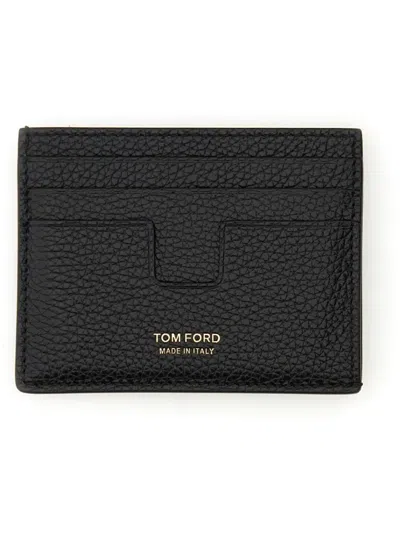 TOM FORD TOM FORD TEXTURED BLACK CALF LEATHER CARD HOLDER