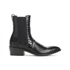 Tom Ford Shiny Python Stamped Leather Chelsea Boots In Black