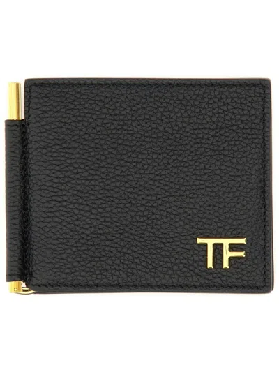 Tom Ford Textured Black Leather Wallet With Money Clip