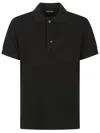 Tom Ford Polo Shirt With Ribbed Cuffs And Short Sleeves In Black