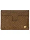 Tom Ford Phyton-print Leather Card Holder In Brown