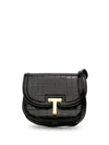 Tom Ford Textured Calf And Sheep Leather Shoulder Bag In Black