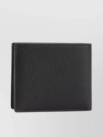 Tom Ford Textured Calf Leather Bi-fold Wallet In Black