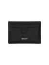 Tom Ford Black T Line Card-holder With Gold-colored Embossed Logo In Grainy Leather Man In Black