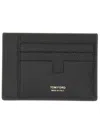 Tom Ford Textured Calf Leather Card Holder In Black