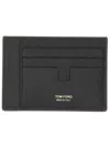 Tom Ford Textured Calf Leather Card Holder In Black
