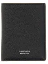 Tom Ford Textured Calf Leather T Line Portfolio In Black