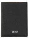 Tom Ford Textured Calf Leather T Line Portfolio In Black