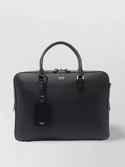 Tom Ford Textured Finish Duffle Bag With Metal Hardware In Black