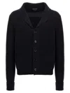 Tom Ford Cashmere Knit Sweater With Buffalo Horn Buttons And Shawl Collar In Black