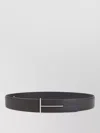 Tom Ford Dark Brown Reversible Textured Silver Buckle Belt In Burgundy
