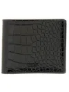 Tom Ford Textured Leather Bifold Wallet With Crocodile Pattern In Black