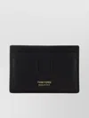 Tom Ford Black T Line Card-holder With Gold-colored Embossed Logo In Grainy Leather Man