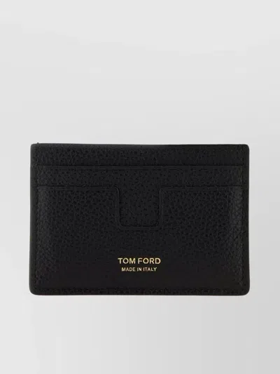 Tom Ford Textured Leather Card Holder In Green