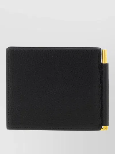 Tom Ford Textured Leather Card Holder Bi Fold In Black