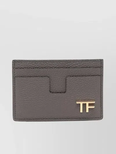 Tom Ford Textured Leather Card Holder In Brown