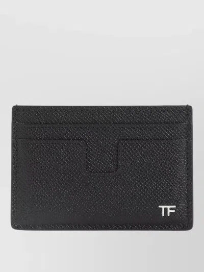 Tom Ford Textured Leather Card Holder Slim Design In Black