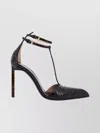 Tom Ford Textured Leather Stiletto Pumps Strap In Black