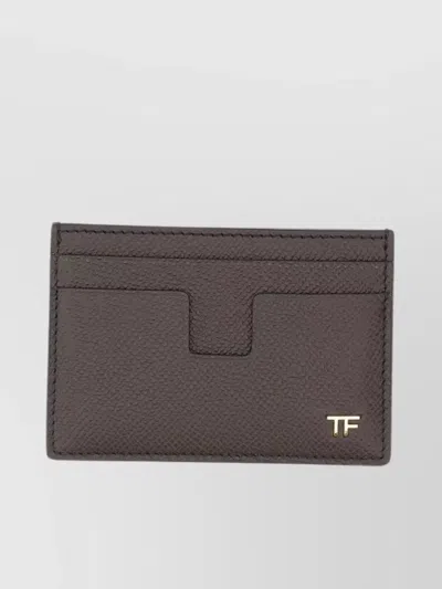 Tom Ford Small Grain Leather Cardholder In Brown