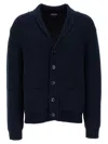 Tom Ford Silk Cardigan With Front Pockets And Shawl Collar In Blue