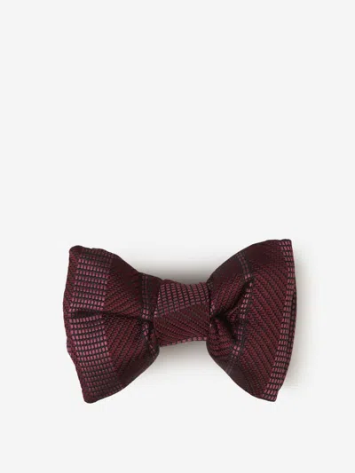 Tom Ford Textured Silk Bow Tie In Burgundy