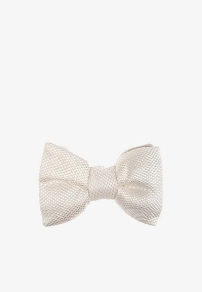 Tom Ford Textured Silk Bow Tie In White