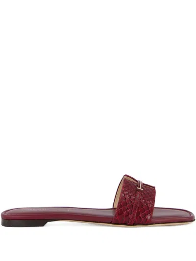 Tom Ford Textured-strap Buckle Flat In Red