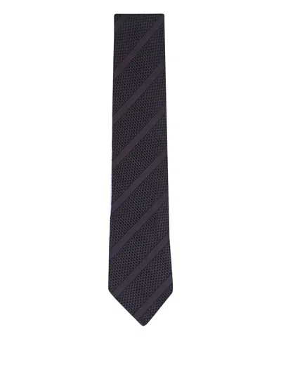 Tom Ford Textured Striped Tie In Black