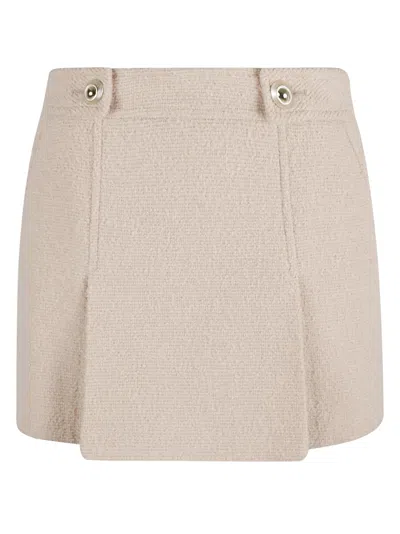 Tom Ford Textured Structured Skirt With Decorative Buttons In Neutral