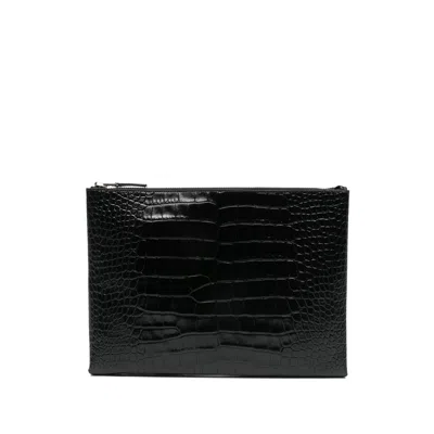 Tom Ford Textured Zip-closure Clutch Bag In Black