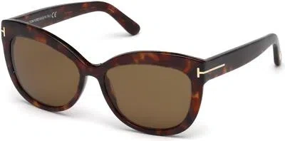Pre-owned Tom Ford Tf 524 Ft0524 Alistair Shiny Red Havana Brown Polarized 54h Sunglasses