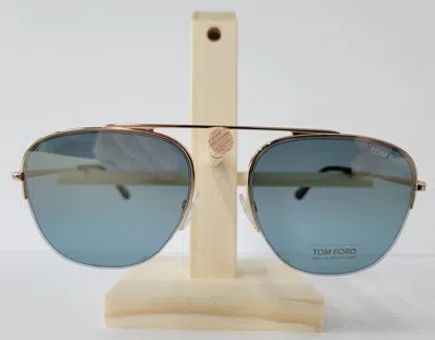 Pre-owned Tom Ford Tf-667 Abott Sunglasses Rose Gold 28x Authentic In Blue Flash Mirror