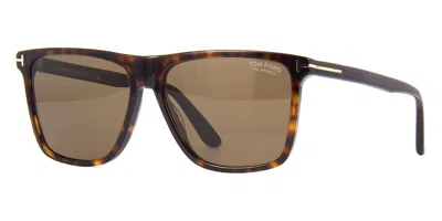 Pre-owned Tom Ford Tf 832 Ft0832 52h Fletcher Classic Dark Havana Polarized Sunglasses 57 In Brown
