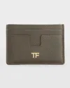 Tom Ford Tf Card Holder In Grained Leather In Graphite
