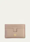 Tom Ford Classic Tf Leather Card Case In Silk Taupe