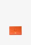 Tom Ford Tf Cardholder In Croc-embossed Leather In Orange