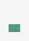 Tom Ford Tf Cardholder In Grained Leather In Green