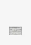 Tom Ford Tf Cardholder In Metallic Croc Embossed Leather In Silver
