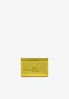 Tom Ford Tf Cardholder In Metallic Croc Embossed Leather In Yellow